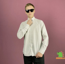 Versace Collection Vintage Men's Dress Shirt - Size M White Cotton Plaid Shirt