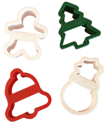 Acme 4 Piece Christmas Cookie Cutter Set: Tree, Bell, Snowman, & Gingerbread Boy
