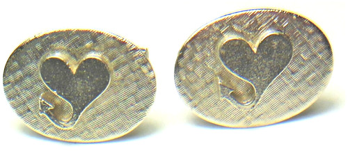 💗 Old VTG. 1960's PLYMOUTH auto Co. dealer employee devil tail heart Cuff links