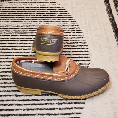 LL Bean Leather Rubber Moc Duck Boots Mens 10 Bean Boots Low Top Brown