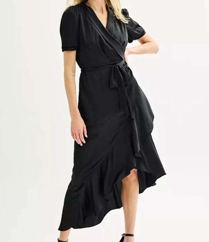 Nine West Ruffled Wrap Midi Asymmetrical Dress, Size XXL