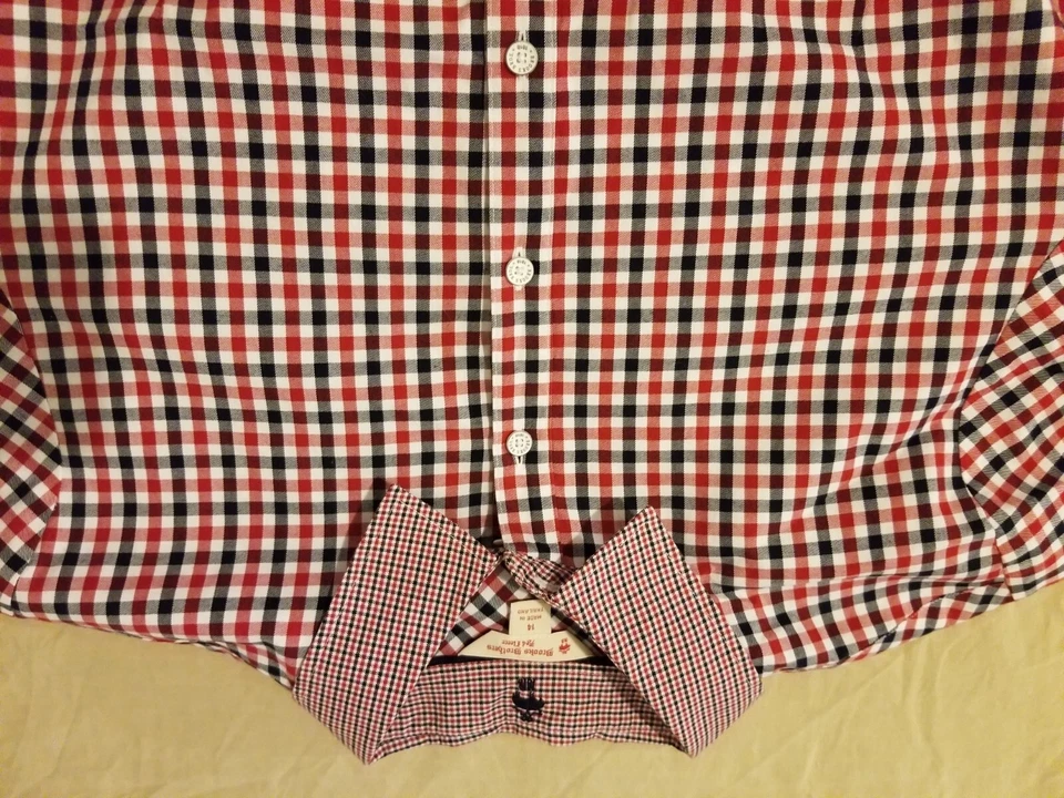 Boys Brooks Brothers Dress Shirt 14 Red Button Cotton - Image 2 of 4