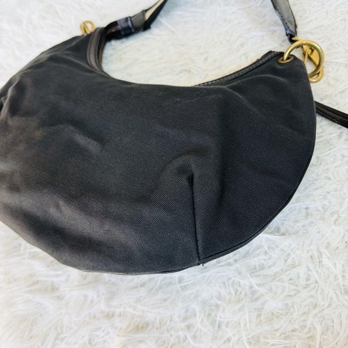 GUCCI One Shoulder Bag Hobo Sherry Line Black Leather Canvas Authentic USED - Picture 10 of 17