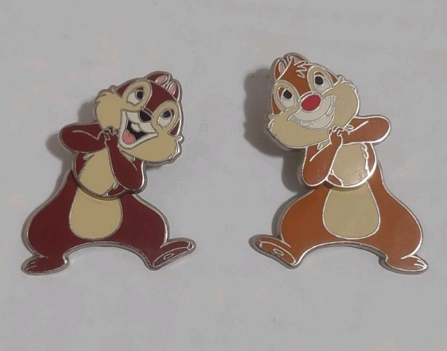 Chip and Dale Disney Pair of Pins w/ Swinging Legs Moving Earrings