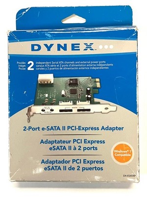 Dynex 2-Port e-SATA II PCI-Express Adapter *NEW* [PCI-e PCIe eSATA]
