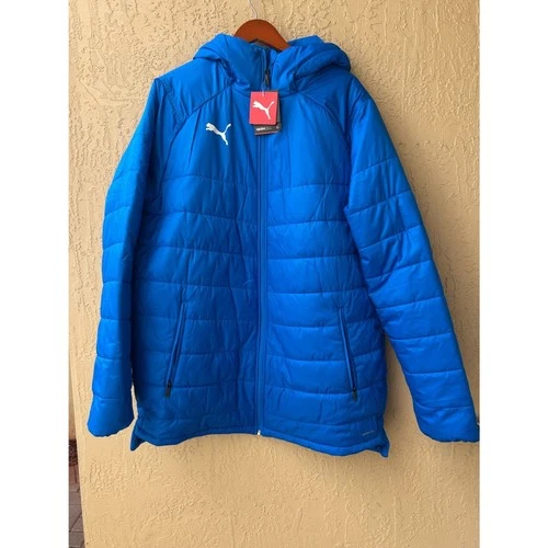 PUMA LIGA Sideline Bench Jacket Men's XL Blue Hooded Puffer warmCELL NWT video thumbnail