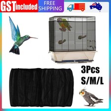 3X Shell Skirt Mesh Cover Pet Bird Cage Guard Nylon Net Seed Catcher S-L Black