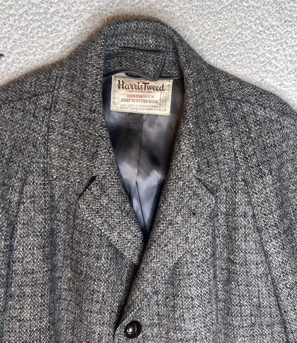 Harris Tweed Raglan Balmacaan 50’s Town Clad Penney’s Overcoat Barleycorn  Mens L