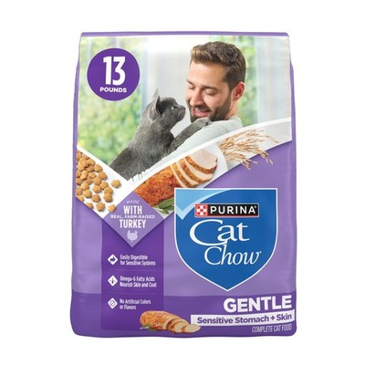 Purina Cat Chow Gentle Sensitive Stomach and Skin Dry Cat Food with Turkey 13 lb