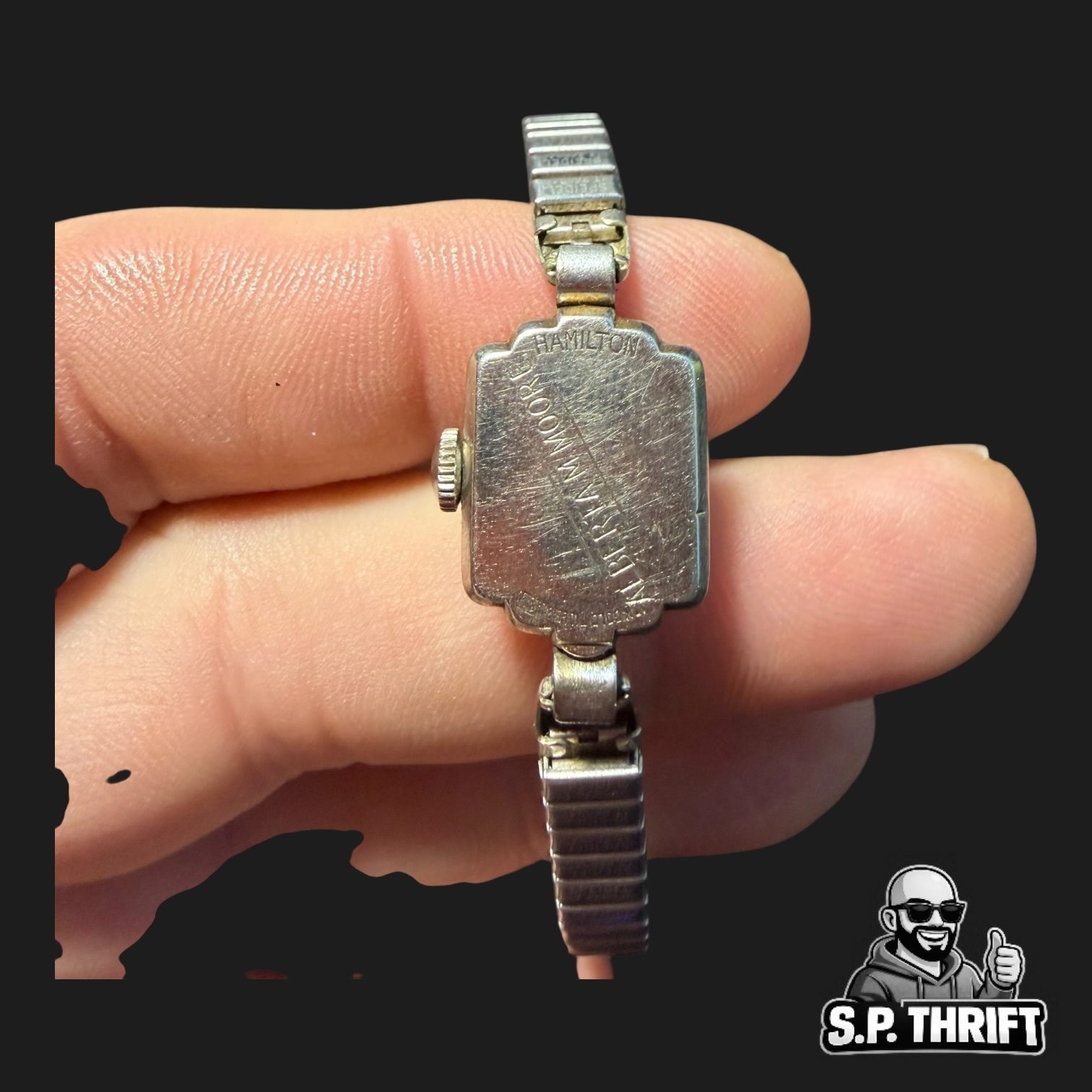 Hamilton Vintage Wristwatch Rectangular Case Gold… - image 2