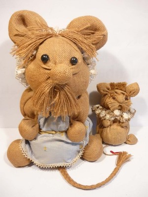 2 Kartoffelsack Mäuse Mutter + Kind ca. 40cm + 19cm