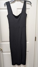 Reformation Women’s Cassi rib Knit Dress Black Side Slit Size Medium M