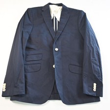H M 38R Midnight Navy Blue 100 Cotton Mens Blazer Suit Jacket Sport Coat