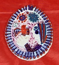 VTG 1970’s Sargadelos Porcelain Medallion Ornament Bird Woman Handcrafted Spain