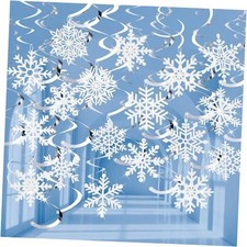 30Pcs Winter Snowflake Hanging Swirl Decorations Christmas 30 Piece White