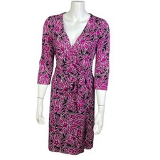 Diane von Furstenberg wrap dress size 8 tropical print pink NEW Julian Cotton