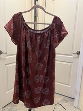 Madewell Brown Floral Off the Shoulder Shift Dress Scoop Neck S