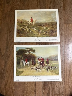 Vintage English Fox Hunt UnFramed 1985 Prints Set of 2 Equestrian Haywood Hardy