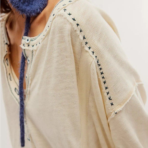 NWOT Free People We The Free Taylor Henley Tunic Top | Vintage White | Sz Large