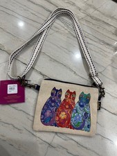 LAUREL BURCH BAG Cat Print Crossbody Multicolor Cats Canvas Adjustable Strap