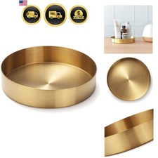 Round Gold Tray Stainless Steel Jewelry, Make up, Candle Plate Decorative Tra...