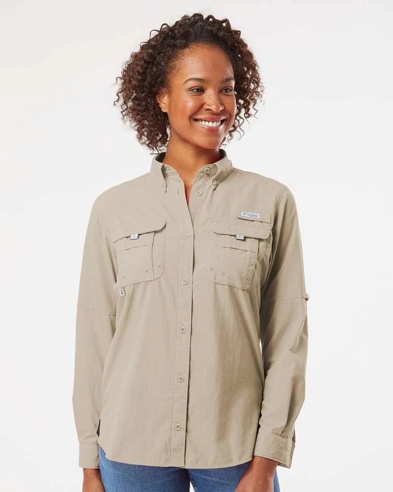 NWT Women's Columbia PFG Bahama Long Sleeve Shirt Color: Fossil Size: Medium