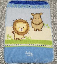 Baby Mink Lion Hippo Soft Toddler Throw Blanket Blue Green