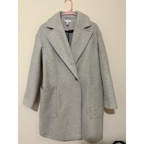 Topshop Grey Wool Blend Single Button Notch Lapel Overcoat Jacket Womens Size 6