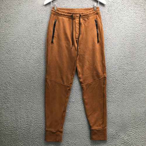 American Eagle Jogger Sweatpants Mens XS Zip Pockets Graphic Logo Brown Black