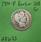 1914-P Barber / Liberty Head Quarter 25c Good 90% Silver