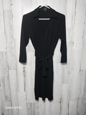 Ann Taylor Collared Knit Wrap Dress Size 4 Black