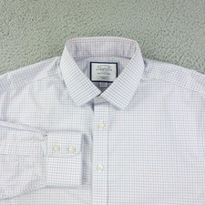 Charles Tyrwhitt Dress Shirt Mens 16 36/37 Blue Check Classic Fit Non Iron