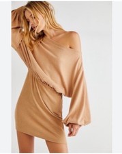 Free People Beach Off Shoulder Last Call Mini Dress Neutral size XS