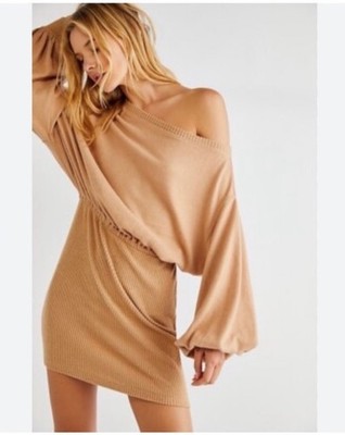 Free People Beach Off Shoulder Last Call Mini Dress Neutral size XS