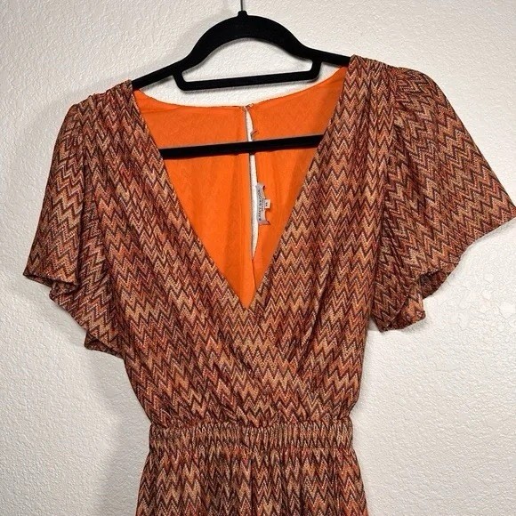 Ramy Brook Stylish Mini Orange Patterned Dress XS - image 3