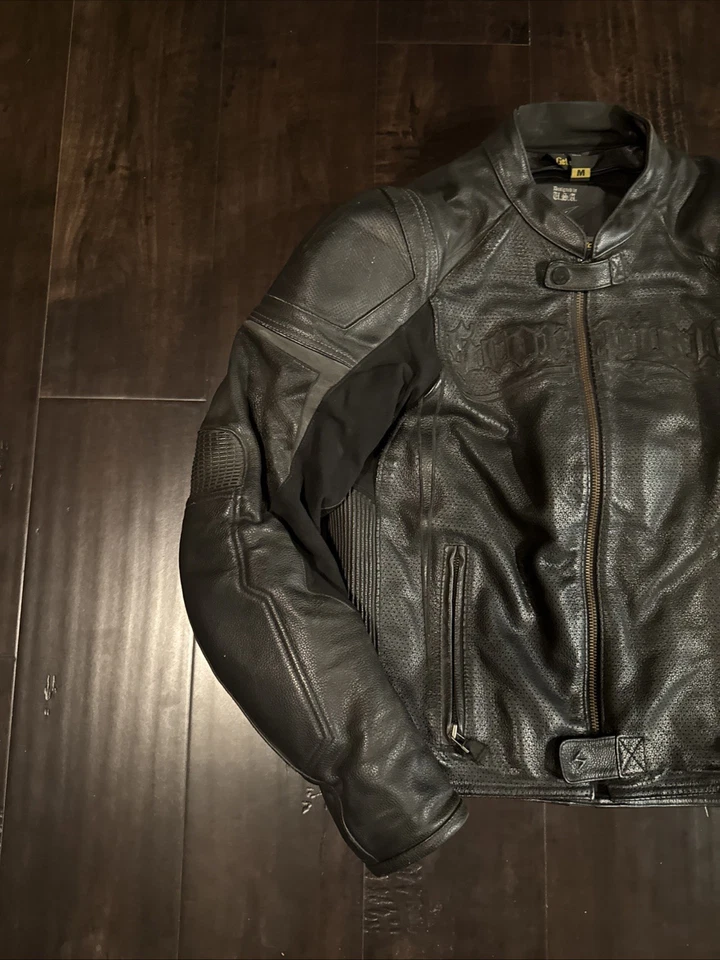 Chaqueta Esquelética Vintage Scorpion EXO M Cuero Acolchado Motocicleta Montar Negra Foto 2 de 4
