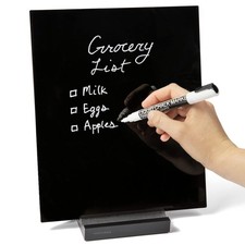 Acrylic Black Dry Erase Board with Stand   10"x12" Desk Whiteboard for Office...