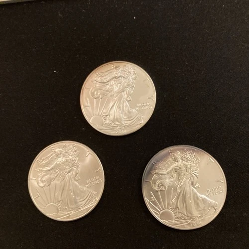 Qty: 3 U.S. Silver Eagle .999 Fine Silver 1 Ounce Eagle Coins 2011 2012 2013