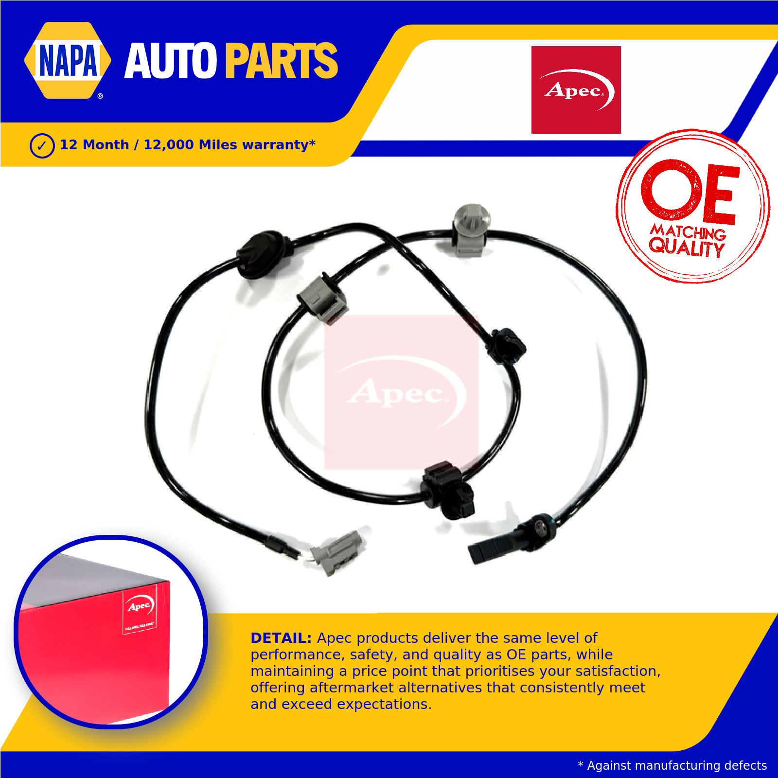ABS Sensor Rear Right ABS1976 Apec Wheel Speed 27540SG020 Top Quality Guaranteed
