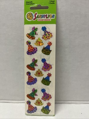 PRISMATIC PARTY HAT Stickers Sandylion Birthday  Celebration Card Making sealed