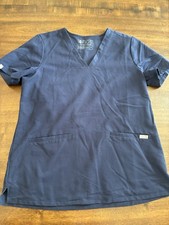 Figs Scrub Top Women  s Medium Navy Blue Casma Three-Pocket Technical Collection