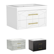 Modern Floating Wall Mounted Bathroom Vanity Sink 24/30/36" 2 Soft-Close Drawers