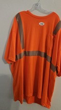Men's Hi-Vis Orange Reflective Safety Work Shirt 5XL ANSI ISEA 3M Scotchlite