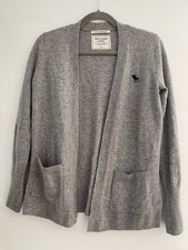 Abercrombie & Fitch Damen Strickjacke Cardigan Grau Gr.S 100% Kashmir Kaschmir