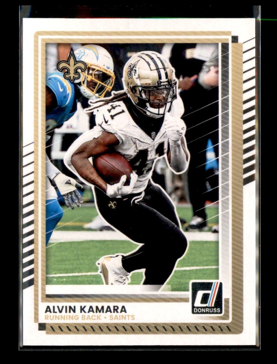 Alvin Kamara #8 Football Cards 2025 Panini Donruss trading card — raw and PSA graded price guide