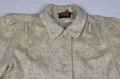 Vintage Coat New York Girl S/M 70s Buttercream Gray Flecks Wool Lined Made USA