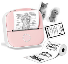 Pink Phomemo Mini Sticker Printer- Mini Printer Sticker Maker Machine T02 A