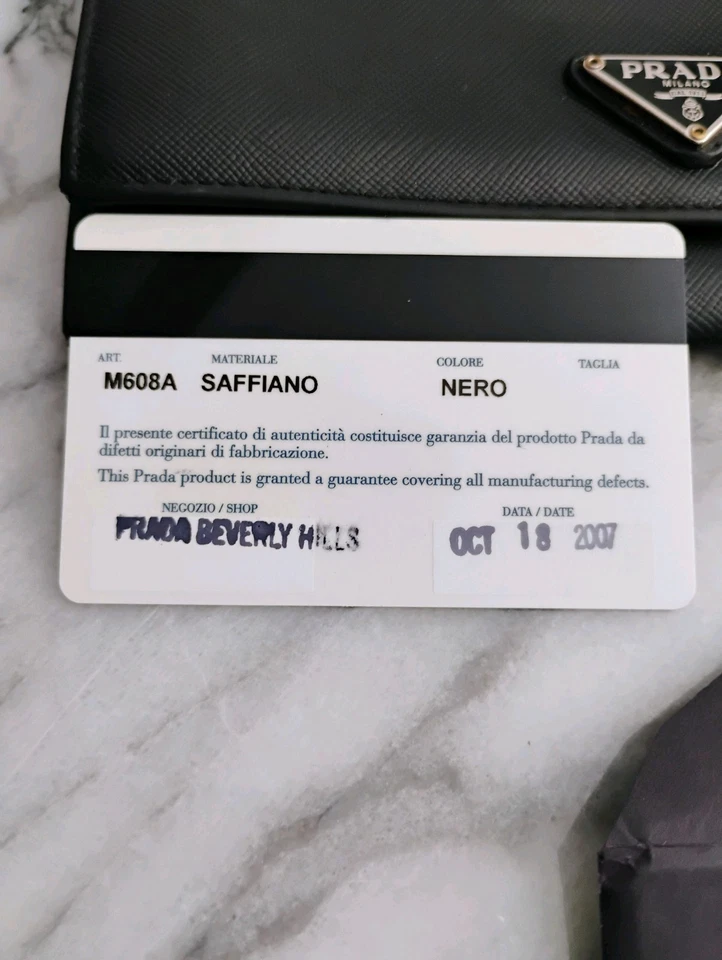 Prada Nero (Black) Saffiano Leather Wallet with 6 Card Holder M608A - Used - Image 2 of 4