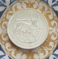 2013 Antelope - Mint Canadian Silver  Five Dollar  Coin - 1oz of .999 Fine