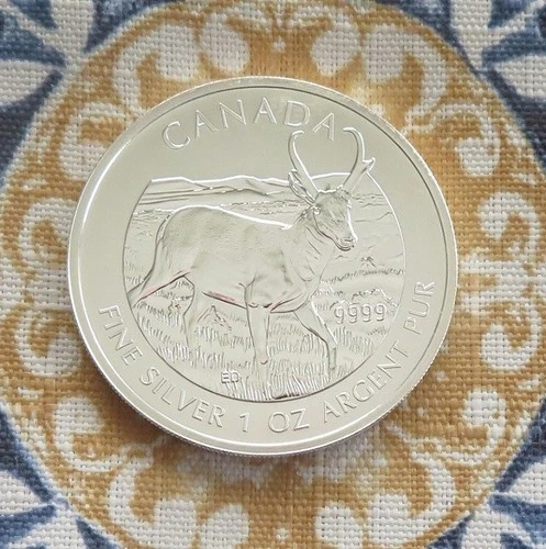 2013 Antelope - Mint Canadian Silver 'Five Dollar' Coin - 1oz of .999 Fine
